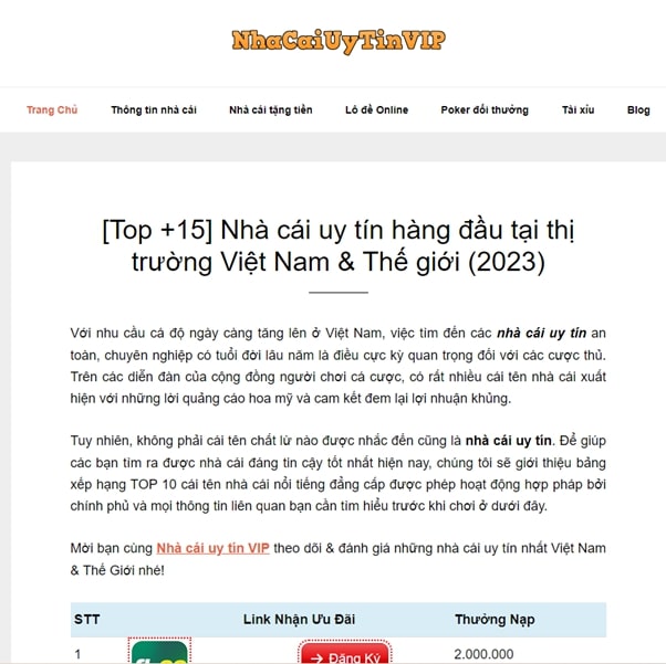Nhacaiuytinvip.net là trang web đánh giá, cung cấp các đường link vào các cổng game uy tín tại VN 