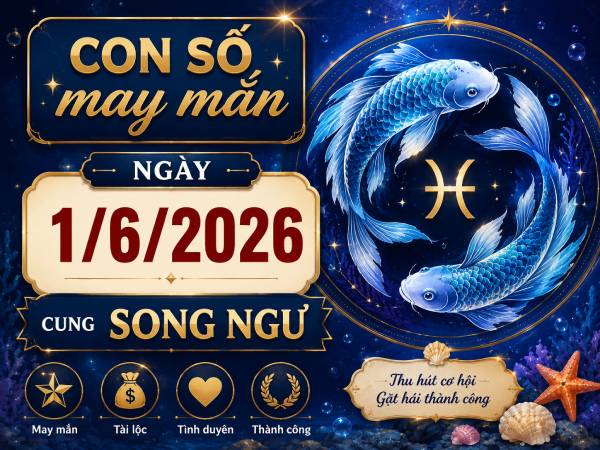 Tiết lộ con số may mắn ngày 1/6/2026 cung Song Ngư hút lộc
